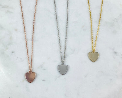 Hand Stamped Initial Necklaces - White Gold (Heart)