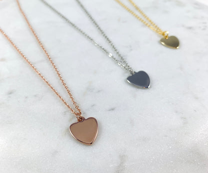 Hand Stamped Initial Necklaces - White Gold (Heart)