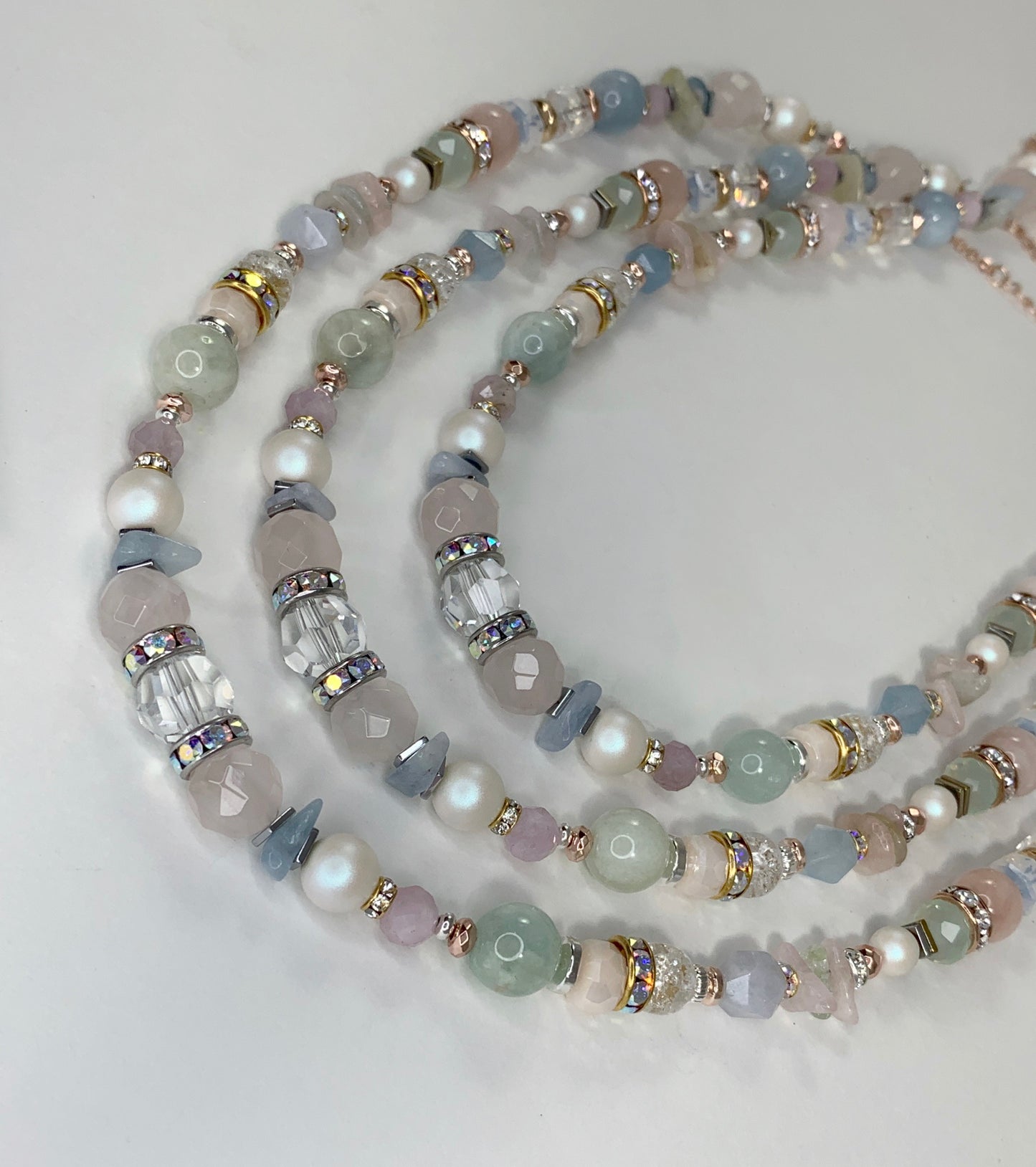 Spring Solace Statement Necklace (Morganite, Heliodor, Aquamarine & Kunzite)