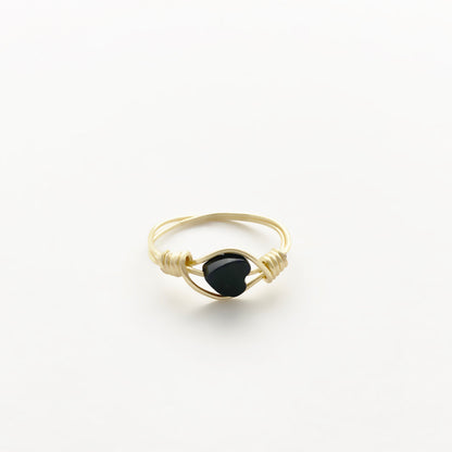 🖤 Black Onyx Heart Wire-Wrapped Ring