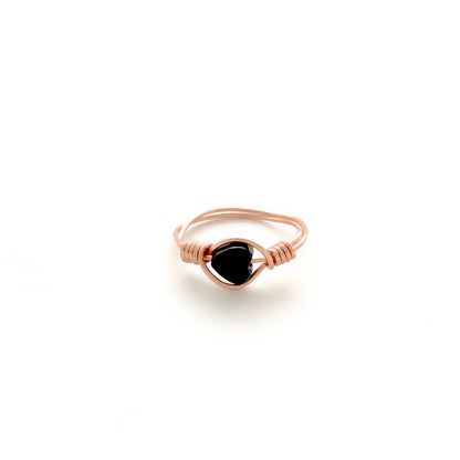 🖤 Black Onyx Heart Wire-Wrapped Ring