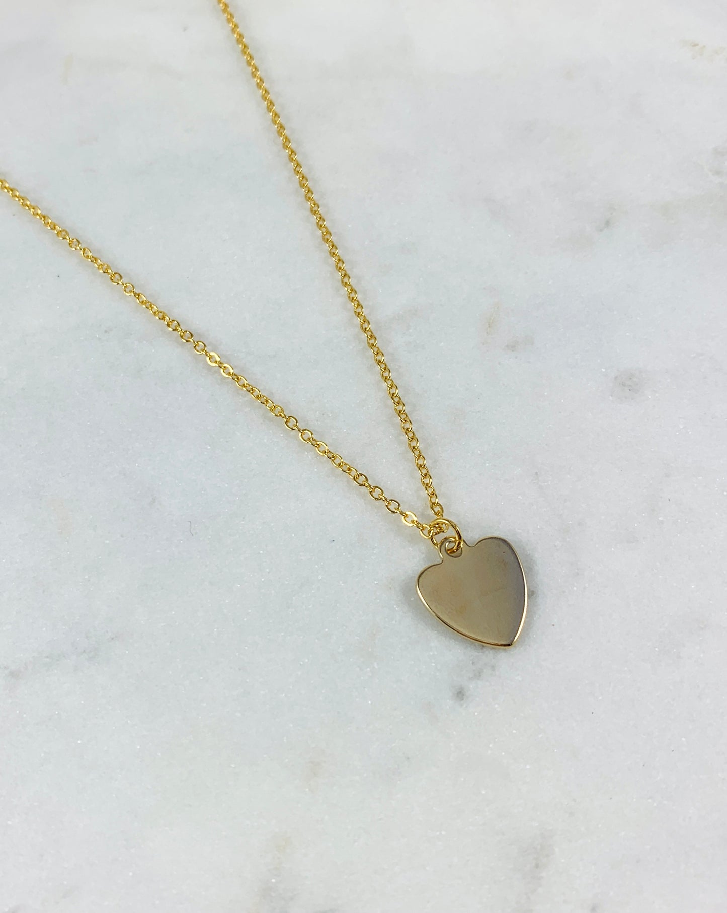 Hand Stamped Heart Initial Necklaces - Yellow Gold