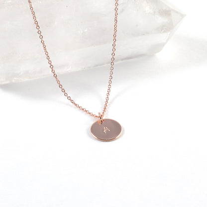 Hand Stamped Initial Necklaces - Rose Gold (Round)