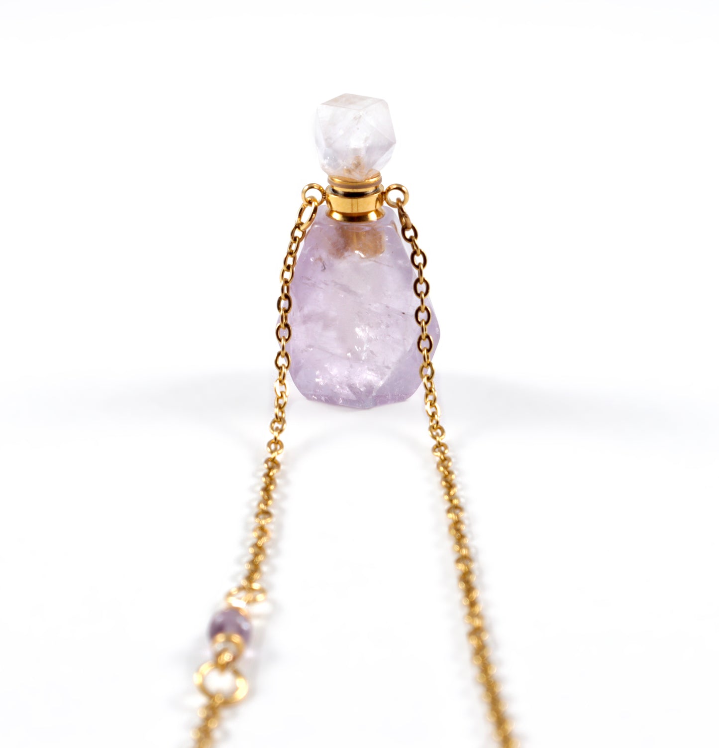 Lavender Amethyst EO Love Potion Bottle Necklace