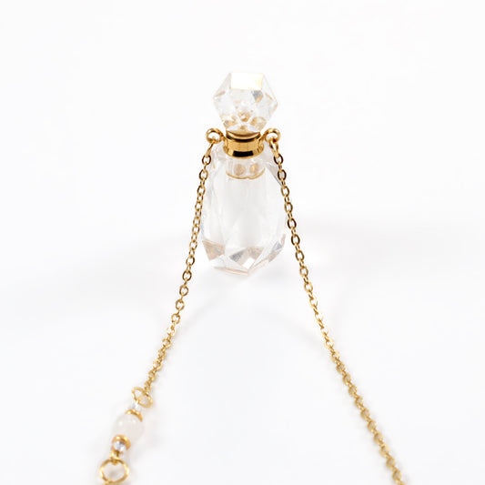 Clear Quartz EO Love Potion Bottle Necklace