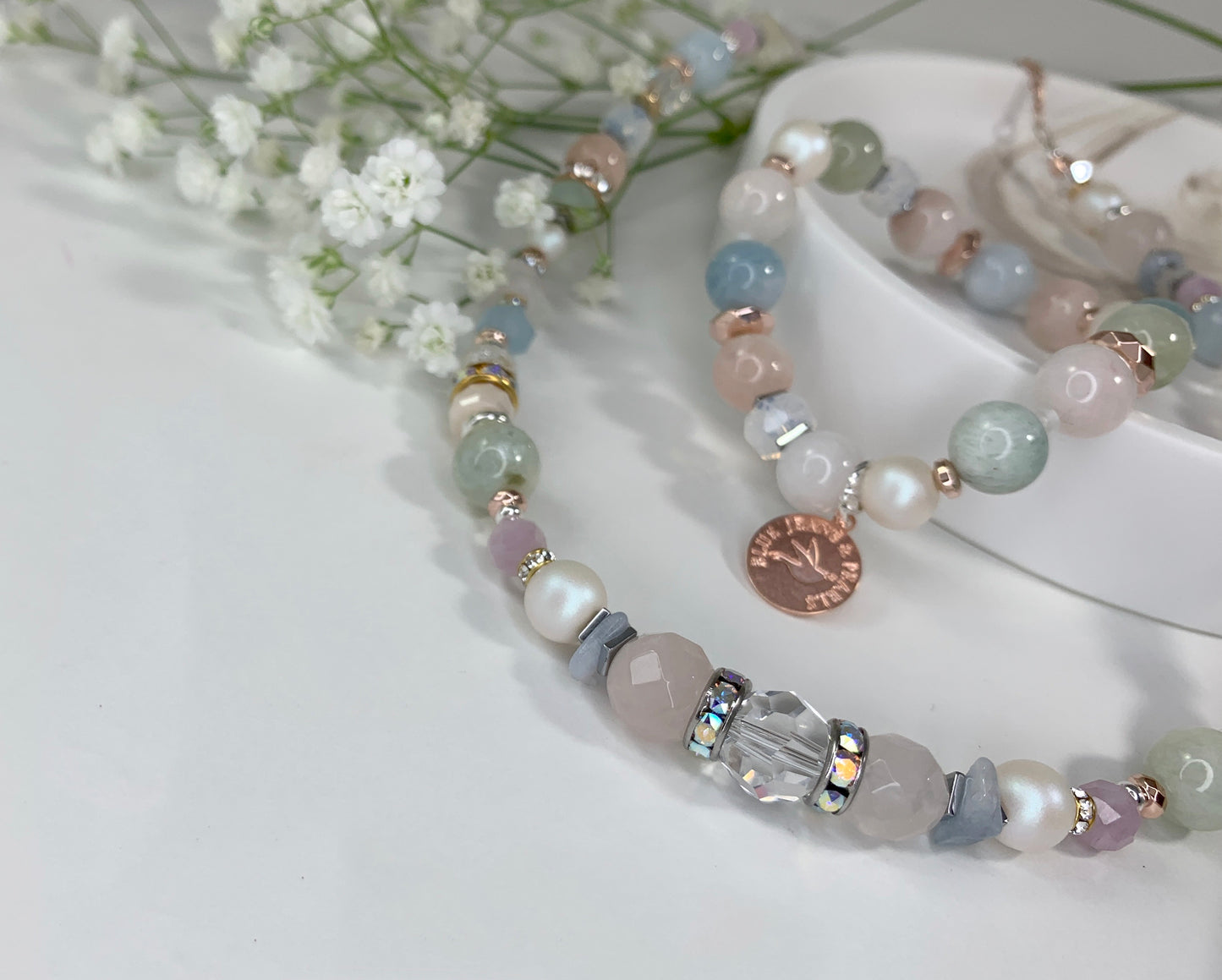 Spring Solace Statement Necklace (Morganite, Heliodor, Aquamarine & Kunzite)