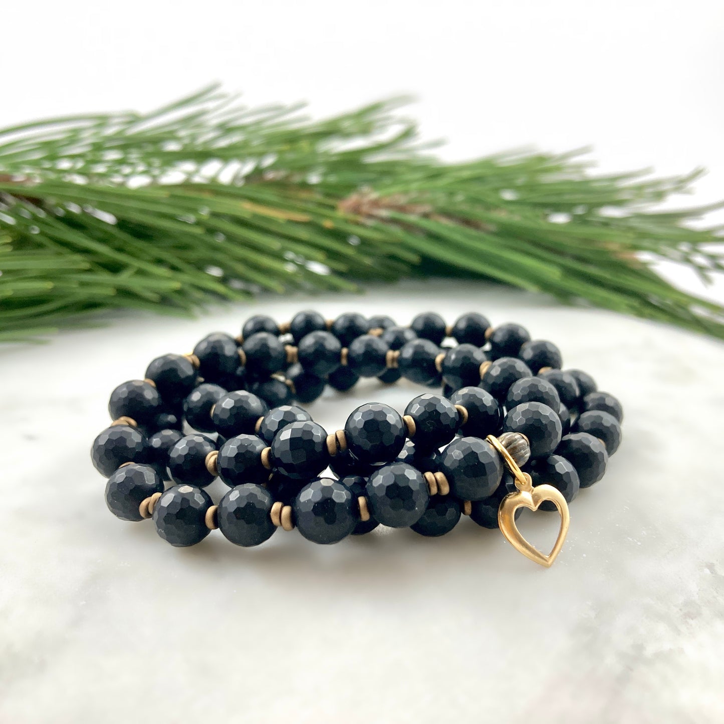 Black Onyx with Gold Heart